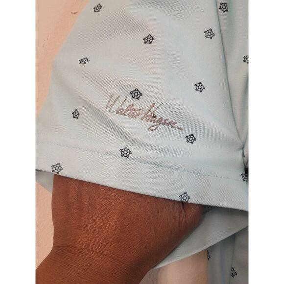 Walter Hagan Men Short Sleeve Golf Polo Size XL Blue 11 Majors Turtle Print - Picture 7 of 8